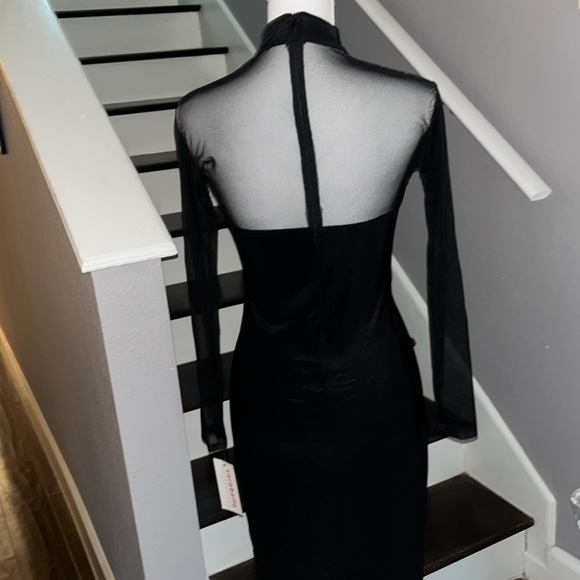Carabella Show Stopper Black Dress with Semetric Rhinestones. Sheer Sleeves Med - Picture 6 of 16
